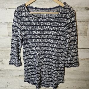 Next Navy And Blue Crochet Shirt Womens Size 8